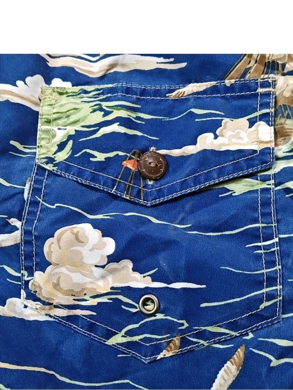 Polo Ralph Lauren Swimwear Resort Boardshorts Men 36/7 Blue Nautical Ships Birds